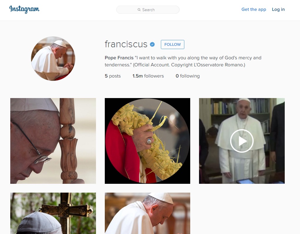 Папата собра над еден милион следбеници со само една слика на инстаграм