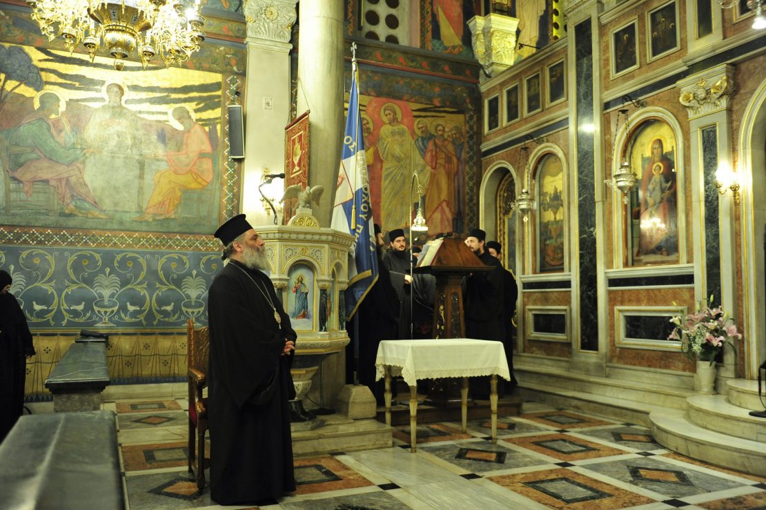 Монашкиот хор на Бигорски пееше на Богосложба со митрополит на Ерусалимската Патријаршија и со епископ на ГПЦ